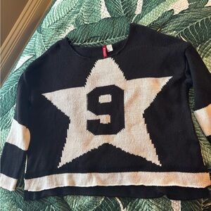H&M Black and White Star Number Sweater